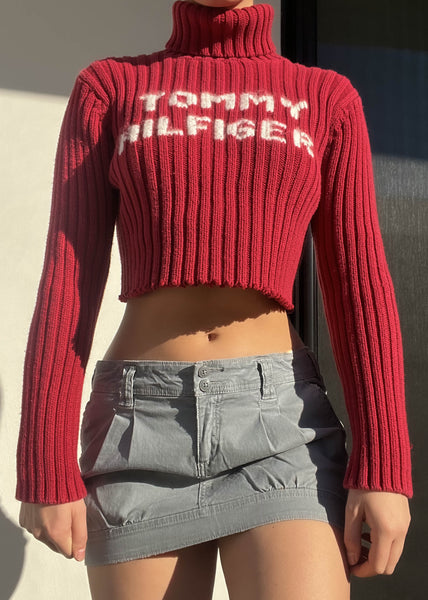 Cherry Red Y2k Tommy Knit (S)