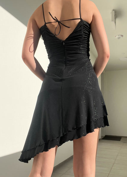 Y2k Bebe Black Sparkle Mini Dress (S)