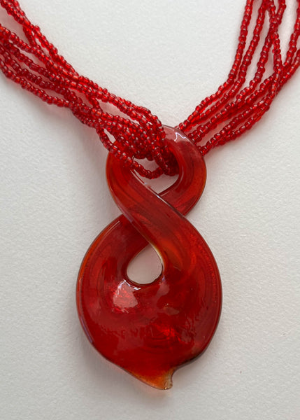 Red Twist Pendant Necklace