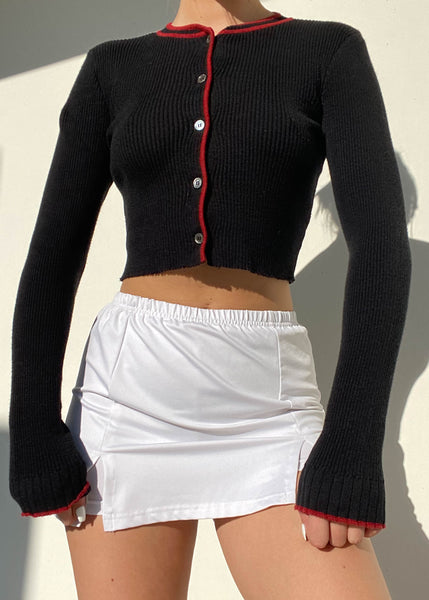 90's Black and Red Knit Cardi (S)