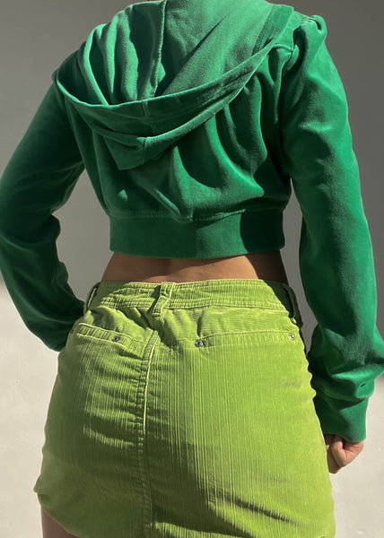 Y2k Green Velour Hoodie Jacket (M)