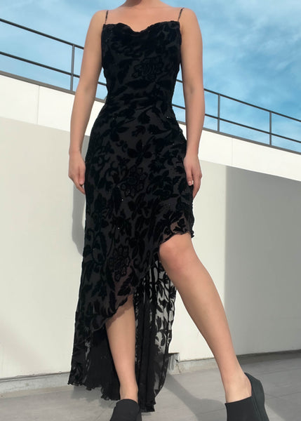 90's Caché Asymmetrical Black Dress (S)