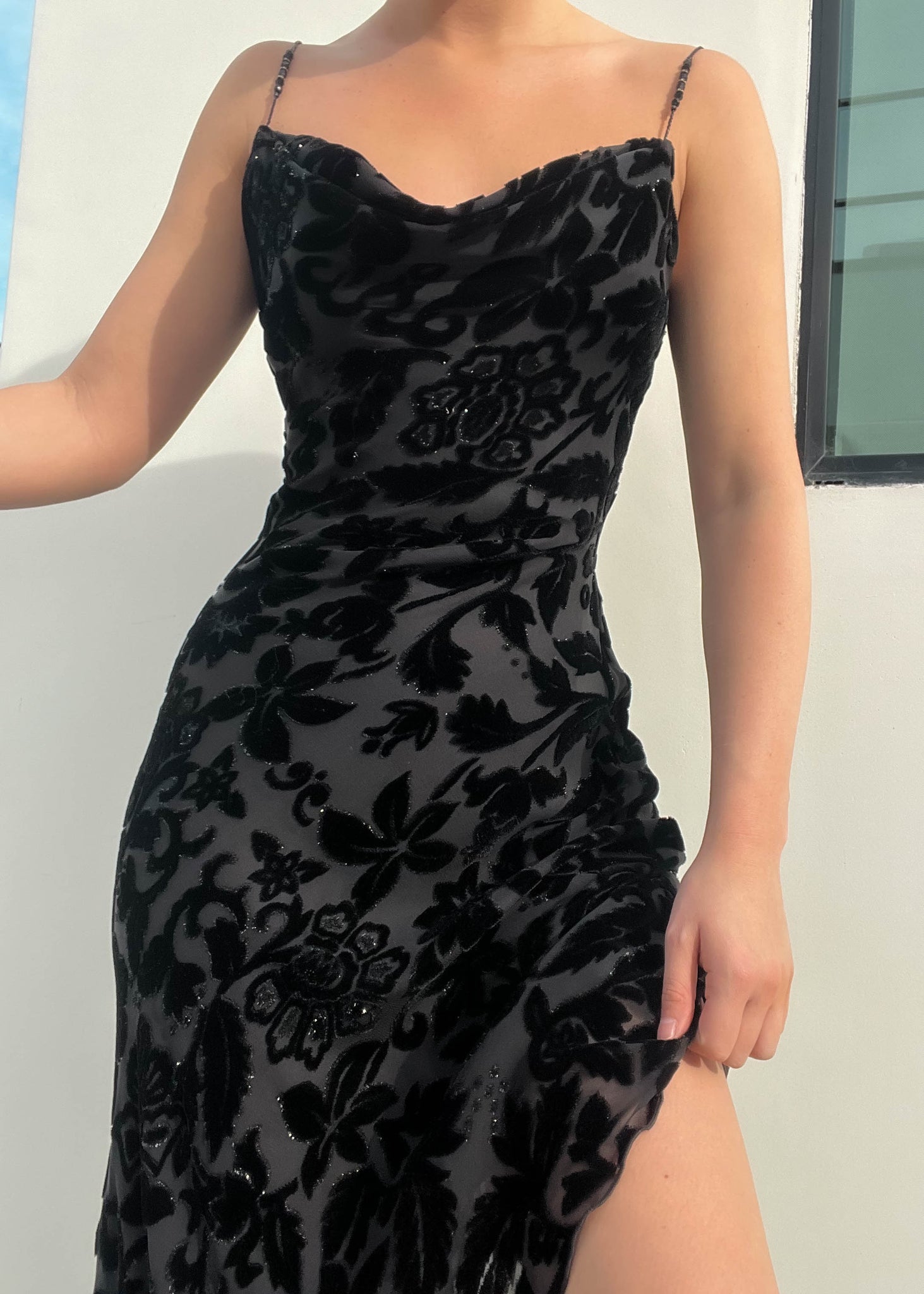 90's Caché Asymmetrical Black Dress (S)