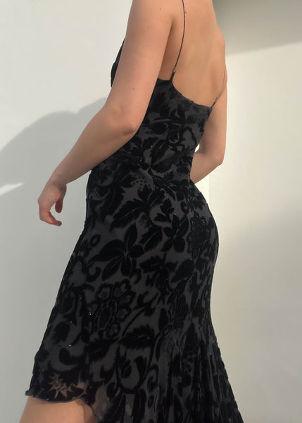 90's Caché Asymmetrical Black Dress (S)