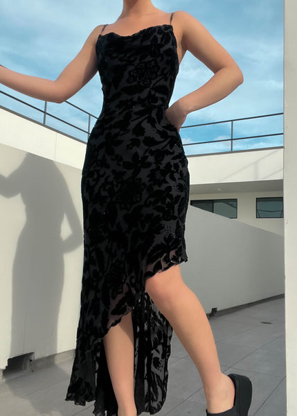 90's Caché Asymmetrical Black Dress (S)