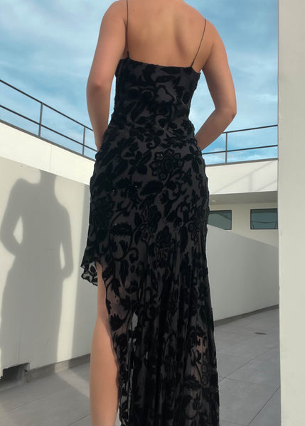 90's Caché Asymmetrical Black Dress (S)