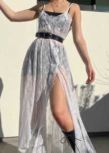 90's White Lace Midi Gown (S-M)