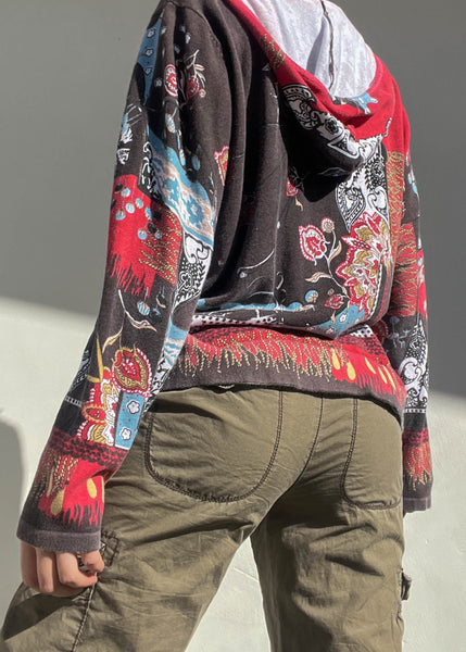 2000's All-Over Print Full Zip Knit (L-XL)