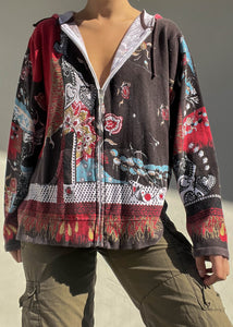 2000's All-Over Print Full Zip Knit (L-XL)