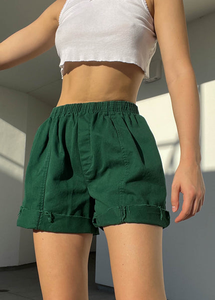 90's Forest Green Denim Shorts (M-L)