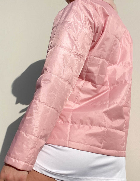 Y2k Pink Fuzzy Collared Jacket (S)