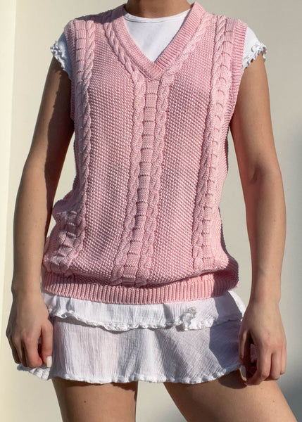 90's Pastel Pink Knit Vest (S-M)
