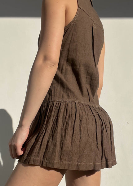 Mocha Button-Down Mini Dress (S)