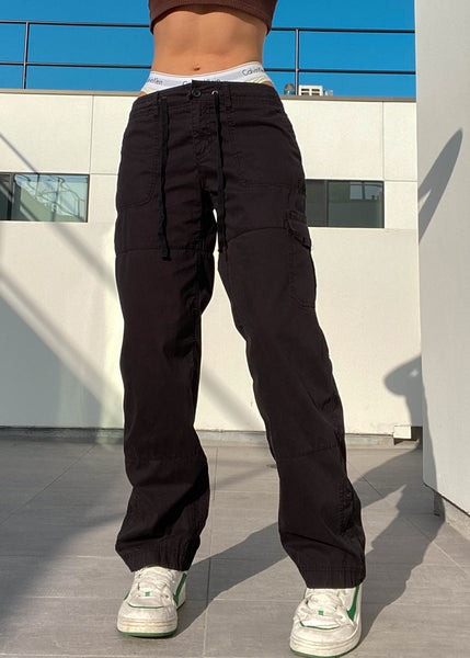 Black Lizwear Low-Rise Cargo Pants (S)