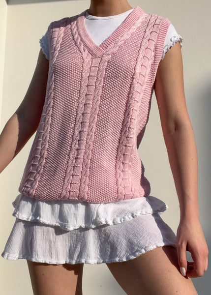 90's Pastel Pink Knit Vest (S-M)