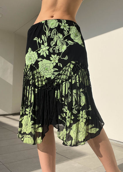 Green & Black Y2k Midi Skirt (M)
