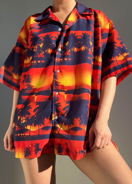 Tropical Sunset Button Down (L)