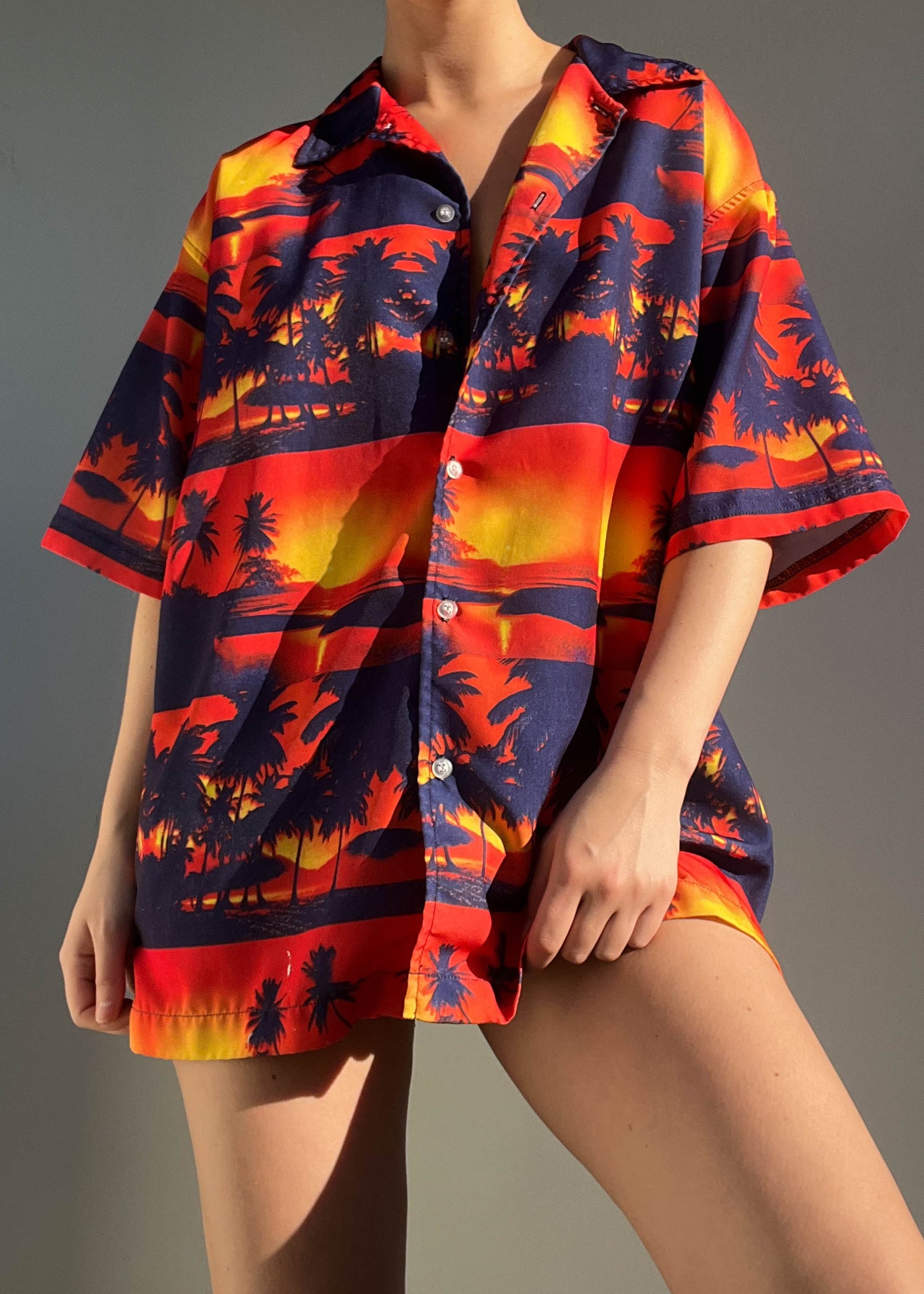 Tropical Sunset Button Down (L)