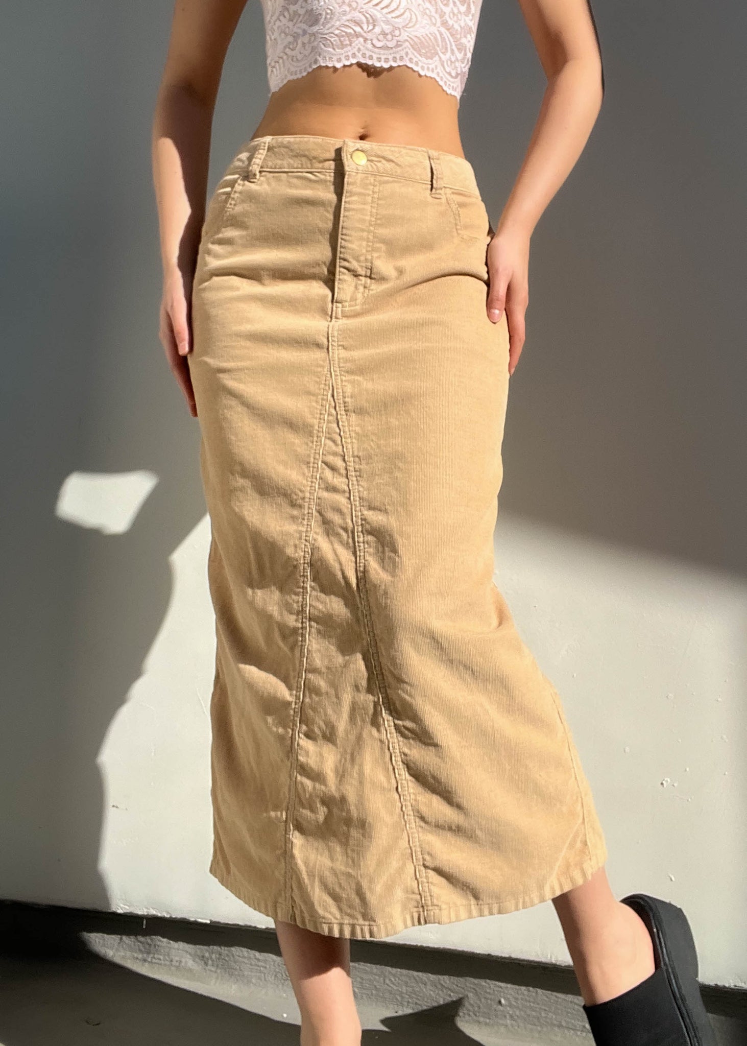 Tan Corduroy Maxi Skirt (M)