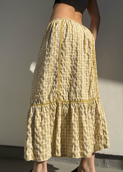 2000’s Marigold Plaid Maxi Skirt (L)