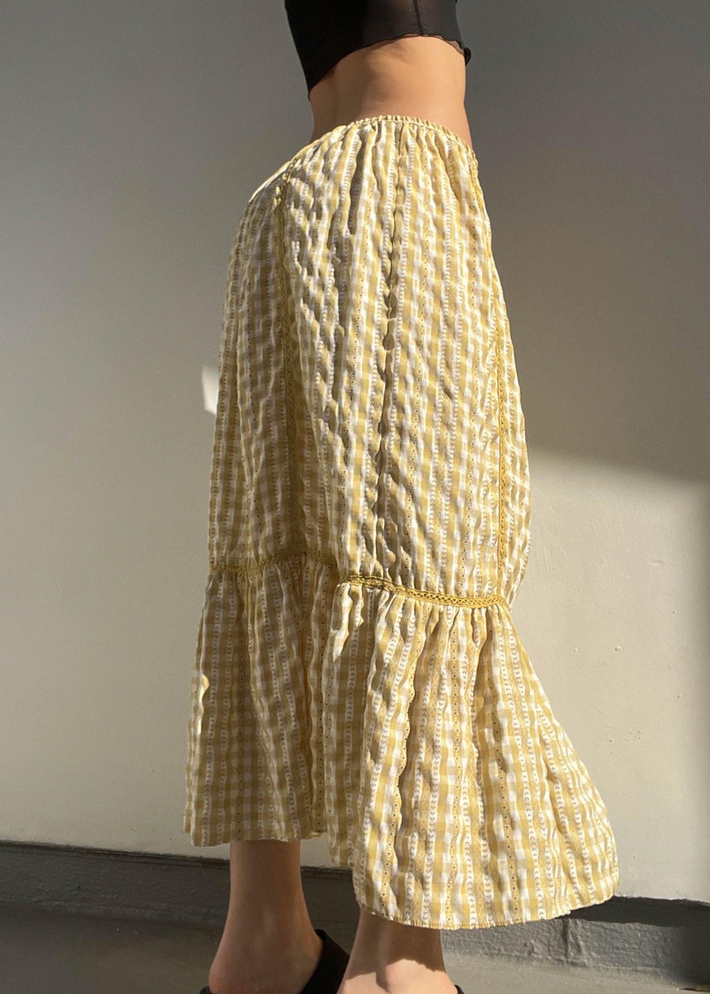 2000’s Marigold Plaid Maxi Skirt (L)