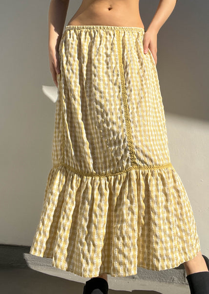 2000’s Marigold Plaid Maxi Skirt (L)