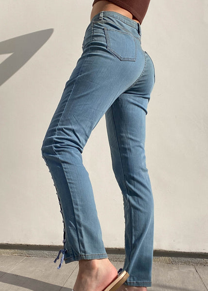 High Waisted Lace Up Jeans (29”)