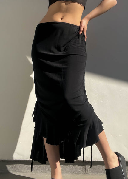 Black 2000’s Cinched Maxi Skirt (M)