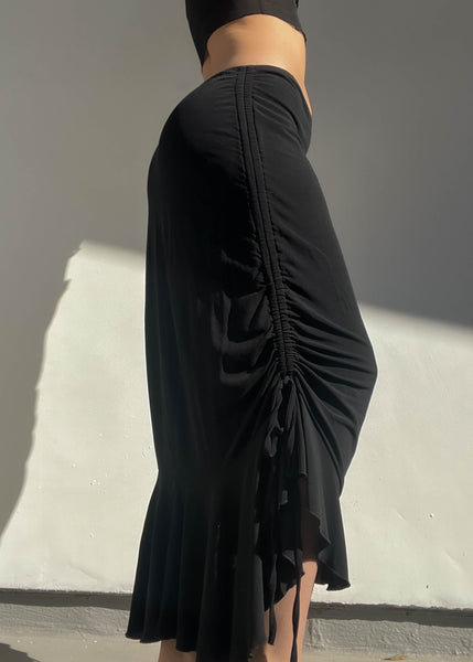 Black 2000’s Cinched Maxi Skirt (M)