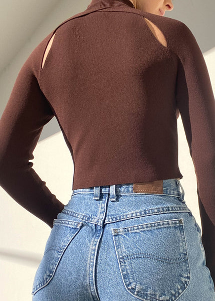 90's Brown Layered Cutout Top (S)