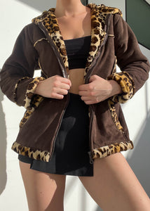 Fuzzy Cheetah Trim Jacket (S)