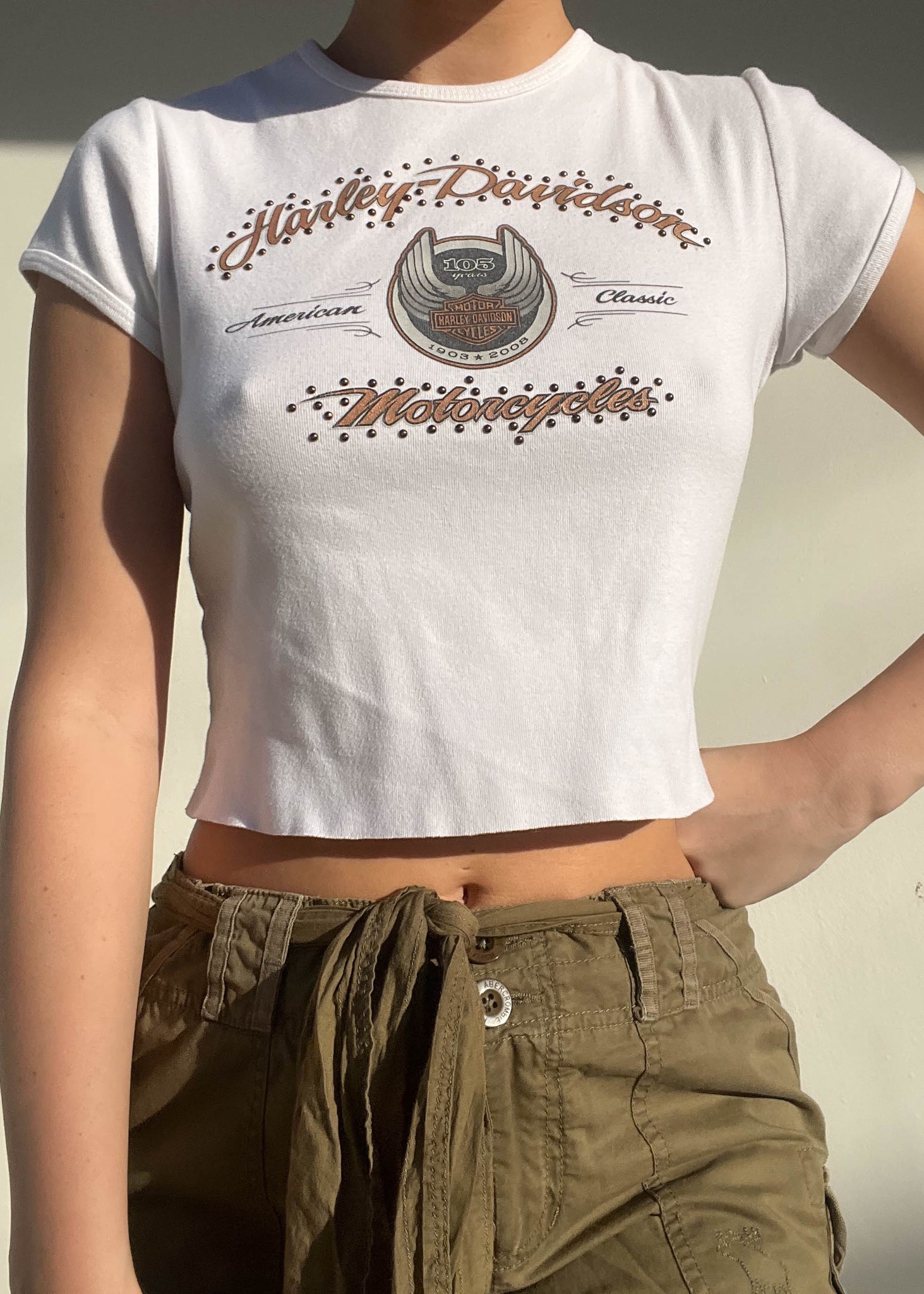 Harley Davidson Studded Baby Tee (S)