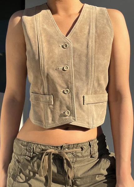 80's Tan Leather Vest (S-M)