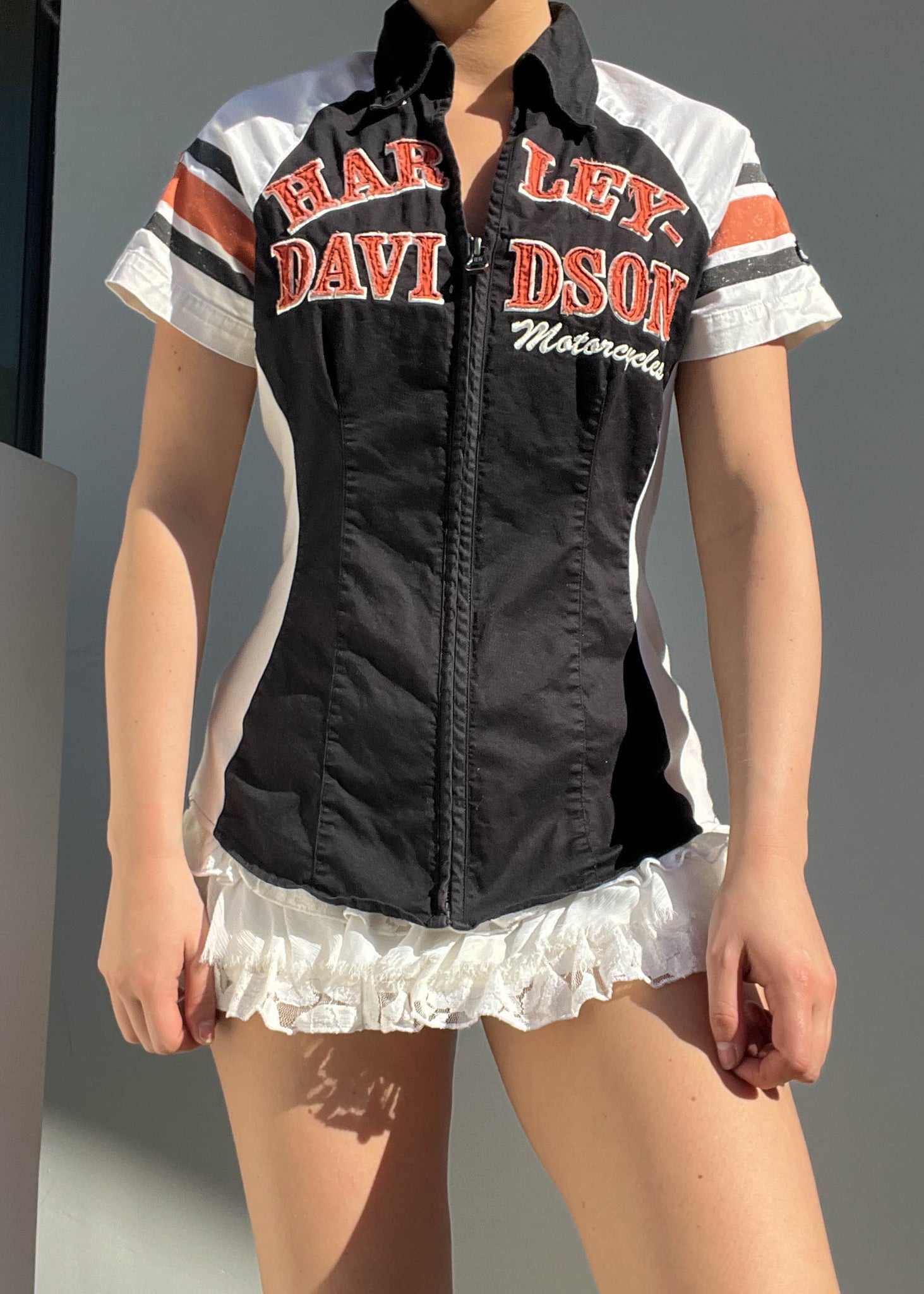Y2k Sporty Harley Zip-Up Top (S)