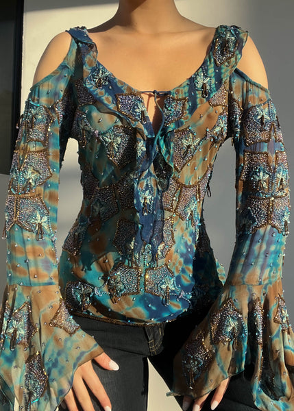 Beaded Cut-Out Bell Sleeve (S)