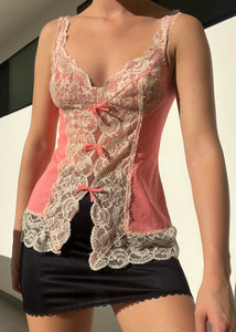 Peachy Pink Lingerie Tie Top (S)