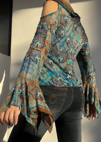 Beaded Cut-Out Bell Sleeve (S)