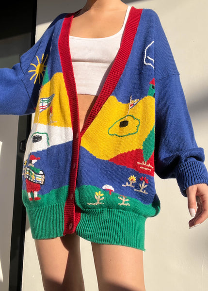 80's Rainbow Golf Cardigan (XL)