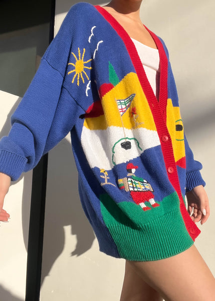 80's Rainbow Golf Cardigan (XL)
