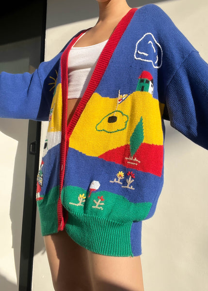 80's Rainbow Golf Cardigan (XL)