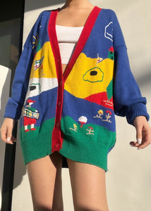 80's Rainbow Golf Cardigan (XL)