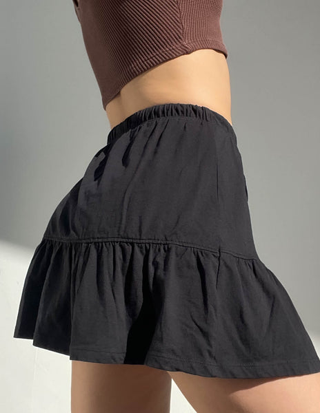 Y2k Black Drawstring Mini Skirt (S)