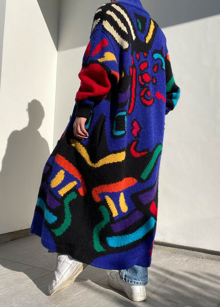 80's Colorful Abstract Wool Coat (M)