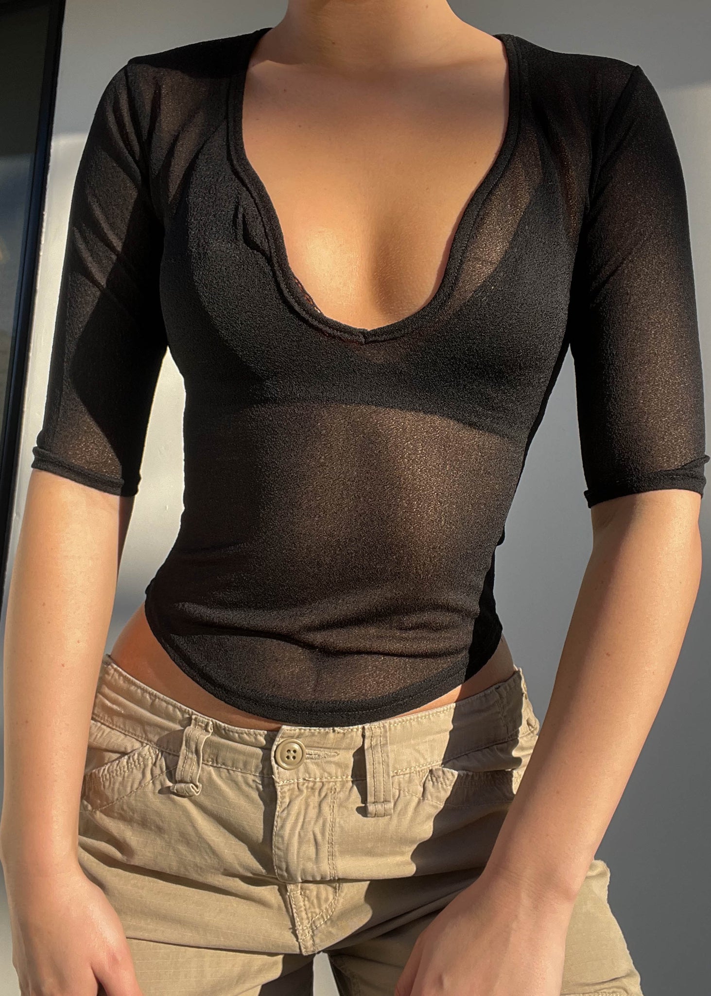 90's Mesh Fitted Black Top (S)