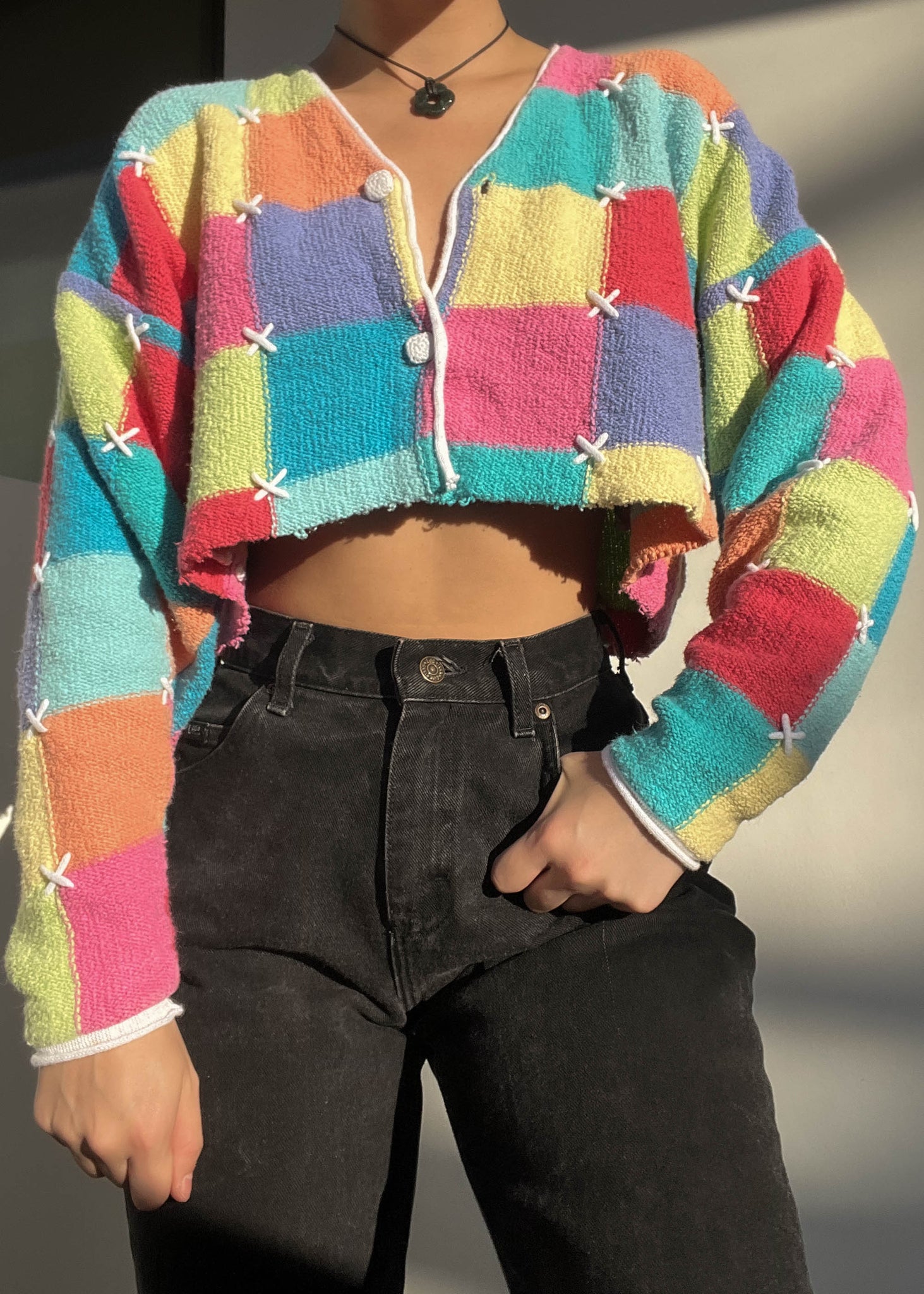 Rainbow Squares Cardigan (S-M)