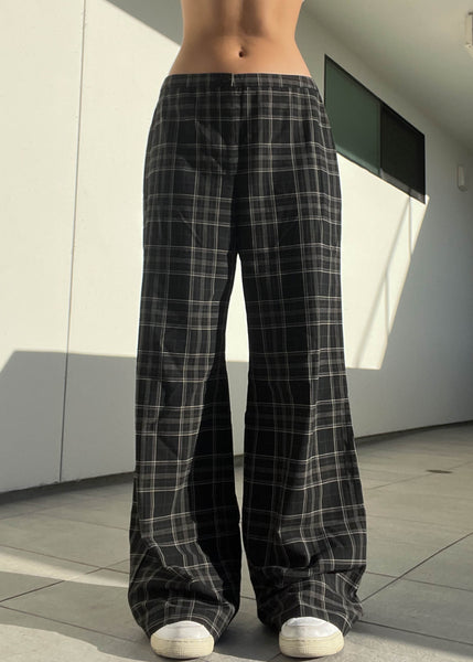 Y2k Baggy Plaid Trousers (L)