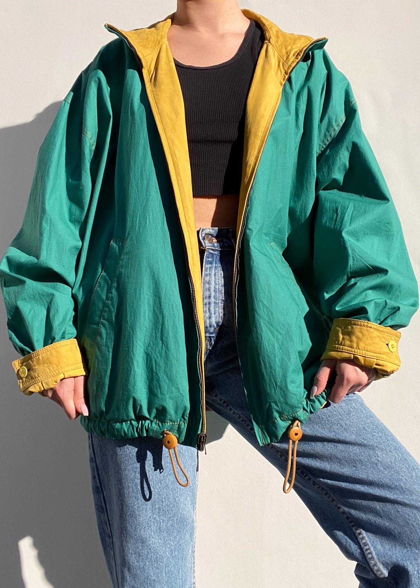 70's Yellow & Green Reversible Jacket (L/XL)
