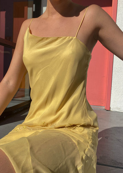 Y2k Pastel Yellow Fairy Midi Gown (S)