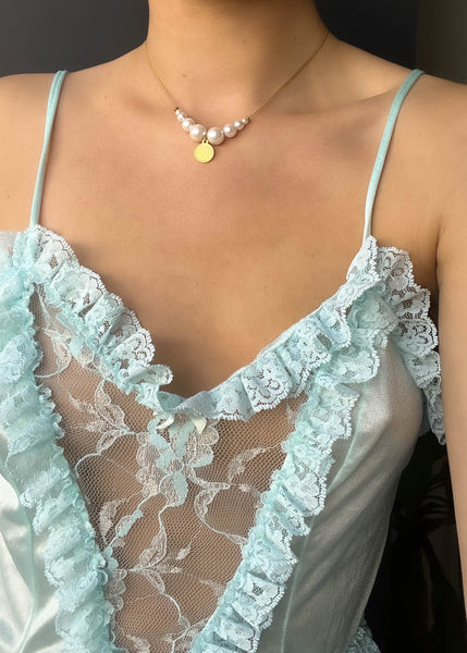 AK Gold + Pearl Charm Necklace