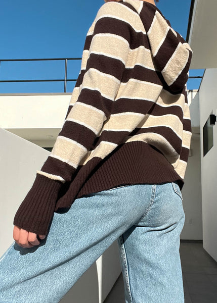 Y2k Brown & Tan Striped Jacket (M)